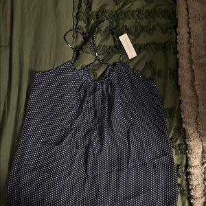 New York & Company Navy Polka Dot Camisole
